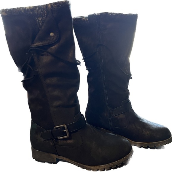 NWOT JellyPop Boots Black with purple shimmer Size 8W. - Picture 1 of 11
